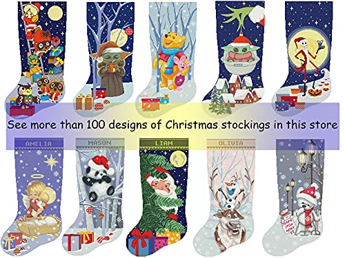 Cross Stitch Patterns PDF, personalizirane Božićne čarape moderna broje lako slatki anđeo, mačka Cross Stitch grafikon za početnike DIY, Digitalni Download, materijali nisu uključeni