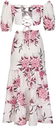 Womens Cuton Dvodijelni olovke za duge suknje za suknje za ispis Spandex Lounge suknje za suknje 2023 Trendi odjeće 5b