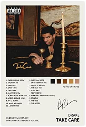 YGULC Drake Poster se brine omot muzičkog albuma potpisan ograničeno izdanje platneni Poster dekor spavaće sobe sportski pejzaž uredska soba dekor poklon Unframe: 16x24inch