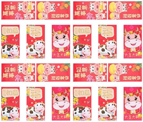 PRETYZOOM vjenčane koverte 60kom kineske crvene koverte zodijački Ox uzorak sretni novac poklon koverte paketi kineska Nova Godina Hong Bao 2021 Novogodišnja zabava poklon nasumični stil Kineski pokloni