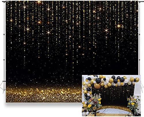KUKUSOUL 7x5ft zlato Bokeh tačke pozadina crna i Zlatna Glitter Sparkle vjenčanje fotografija