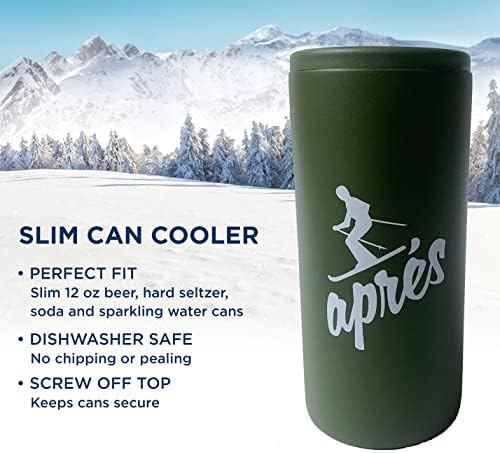 Apres Ski Slim Can Cooler-izolovana za 12oz tanke limenke | Skinny Can Coozie / izolovano piće od nerđajućeg čelika Ho