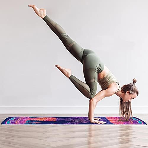 6mm Extra debela prostirka za jogu, Indijska Mandala Eleghant Print ekološki prihvatljivi TPE prostirke za vježbanje Pilates Mat sa za jogu, trening, osnovnu kondiciju i vježbe na podu, muškarci & žene