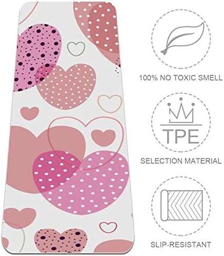 Siebzeh Pink Love Heart Pattern Premium Thick Yoga Mat Eco Friendly Rubber Health & amp; fitnes non Slip
