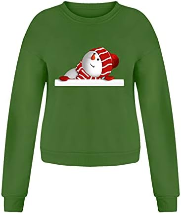 Wozvali Ženska prevelika dukserica Božićni slatki snjegović tiskani pulover majice dugih rukava Ležerne prilike labave pulovere