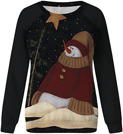 Xiaojmake Božićne žene vrhovi slatki snjegovinski printske košulje Dressy dugih rukava sa labavim dukserom za odmor