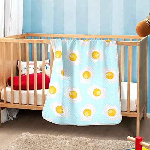 Swaddle pokrivač prženi jaja pamučna pokrivačica za dojenčad, primanje pokrivača, lagana mekana prekrivačica za krevetić, kolica, raketa, 30x40 u, plavoj boji