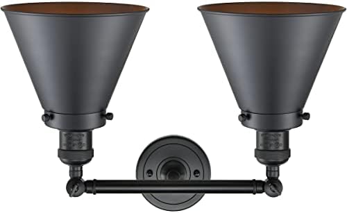 Inovacije 208-BK-M13-BK-LED 2 svjetlo Vintage LED kupatilo sa mogućnošću zatamnjivanja, mat crna