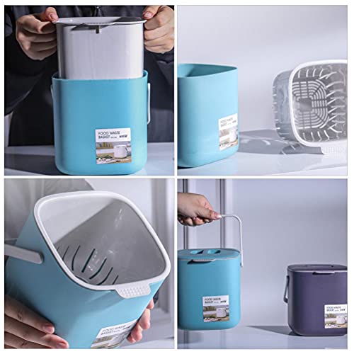 Hemoton Kuhinjski kontejner za smeće kanta za smeće sa poklopcem i ručkom za kuhinjsku kantu za smeće mokra suha hrana kanta za smeće povrće kanta za smeće korpa Organizator plavi Kućni držač za smeće
