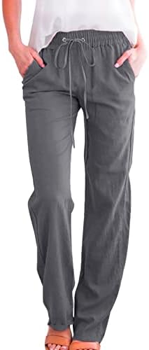 XinShide posteljine za žene elastične visoke struk pantalone ljetne povremene ravne noge opuštaju pantalone
