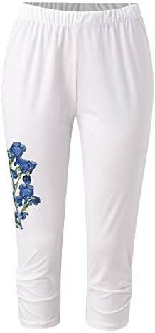 HDDK Capri pantalone plus veličina za žene ljetna plaža, elastične visokog struka posteljine povremene otiske retro udobne boho hlače kratka