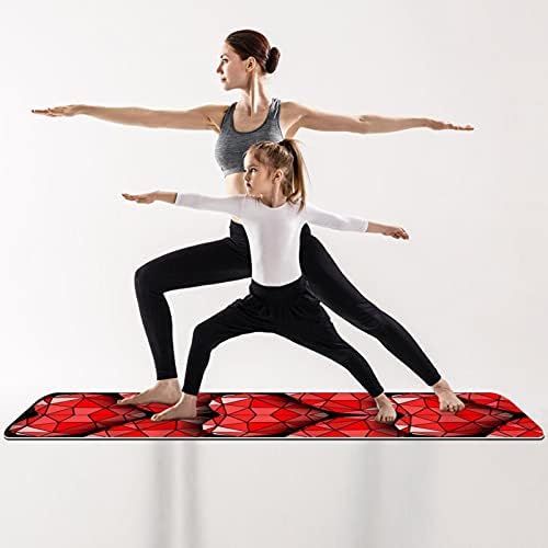 6mm Extra debela prostirka za jogu, Crvena 3d geometrijska srca Love Pattern Print ekološki prihvatljivi TPE prostirke za vježbanje Pilates Mat sa za jogu, trening, osnovnu kondiciju i vježbe na podu, muškarci & žene