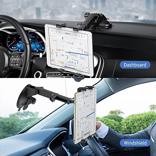Xwxelec držač iPada za automobil, držač tableta za vjetrobransko staklo automobila/Instrument Tabla/nosač ventilacijskog otvora, snažno TPU Suciton postolje za Ipad, rotacija od 360°, za tabletni nosač od 6- 10,5