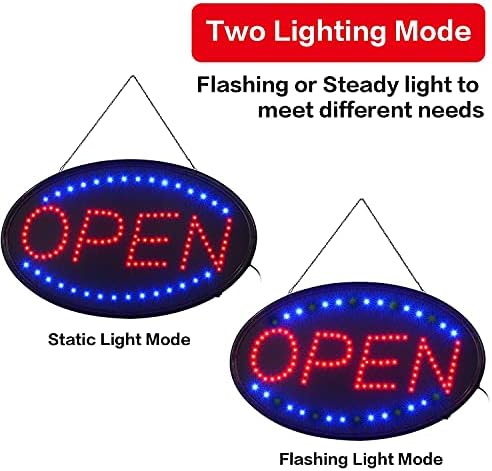 LED otvoreni znak, 23x14inch LED poslovni znak otvoren uključuje otvoreni / zatvoreni znak i radno vrijeme Znak za zidove prozor za prozorFront oglas