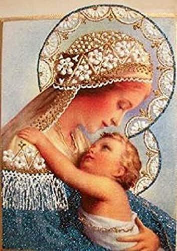 5d DIY Dijamantna slika Žena Holding Child Jesus Christianity Embroidery Religiozni portret Kristalne slike