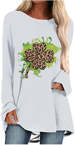 Ženska tunika vrhova St. Patrickov dan Shamrock Print majica s dugim rukavima Casual pulover The