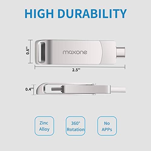 Maxone Flash Drive USB Tip C Oboje 3.1 Tech - 2 u 1 Dual Drive Memory Stick High Speed ​​OTG za Android Smartphone Computer, MacBook, Chromebook Pixel