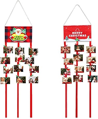 Elsqolro Božićna držač kartice 2pack veseli božićni foto prikaz okvir okvira za slike sa 40 isječaka - Snowman SnowFlake viseće kartice za čestitke Fotografije Fotografije Holiday zidne ukrase