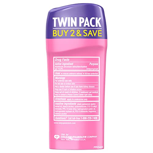 Lady Speed ​​Stick Nevidljivi suhi antiperspirantni dezodorans, tuš svježi, 2.3oz Twin Pack