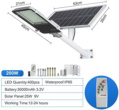 Solarna svetla na otvorenom, BSOD solarna ulična svetlost 200W 400 LEDS SMD5730, vodootporan IP65, solarna ulica