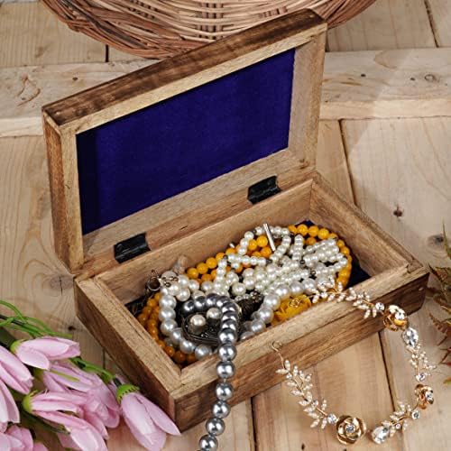Ajuny drvena ručno izrađena dekorativna kutija sa središnjom stablom rezbari smeđi - Višenamjenski upotreba kao skladište nakita, kutija za sat, odlična za poklone 8x5
