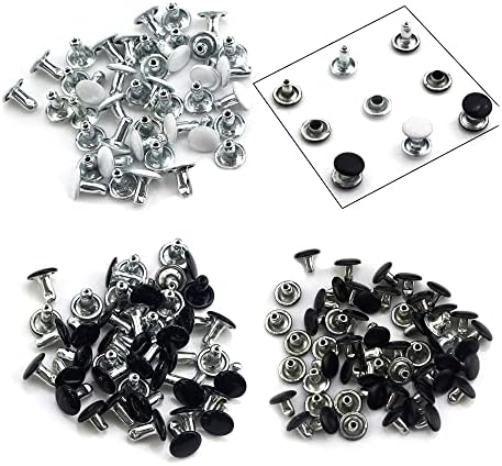 100sets metalni dvostruki kapice za zakovice Rudsovi okrugli glava zanat, bijela, 8 × 8 mm