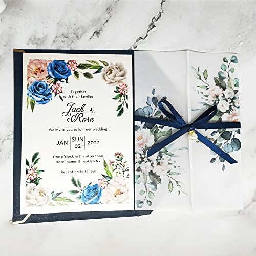 Alvestory 50 mornarsko plavo pozivnice za vjenčanje setovi sa koverte prozirne pozivnice papira
