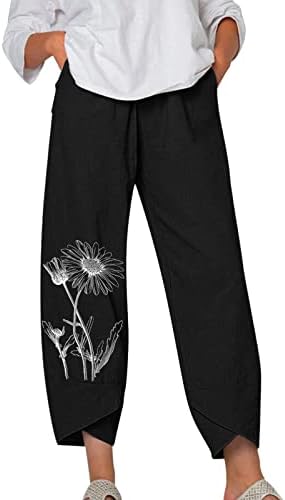 Miashui pantalone Romperi za žene Casual Plus Size ženske duge pamučne i nepravilne pantalone za skupljanje struka za žene