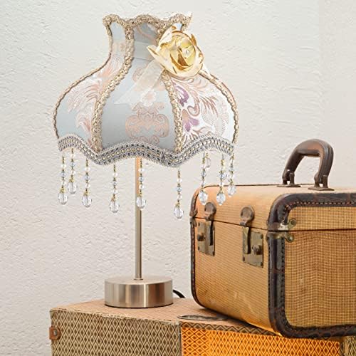 Uonlytech Burlap Lamp Shade Vintage Lamp Shade Sharep Dome Lamp hlad sa reselske perle europske lampice E27 Svjetlosne nijanse za stolni stol pored lampe za hladnjak 27x23cm