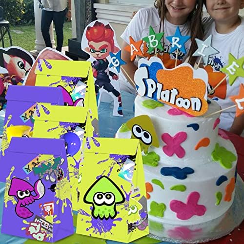 HOMEZZO 24 kom Splatoon Party Favor poklon torbe - Slime Candy torbe Dobre torbe sa naljepnicama lignji za dekoracije Splatoon Party Slime potrepštine