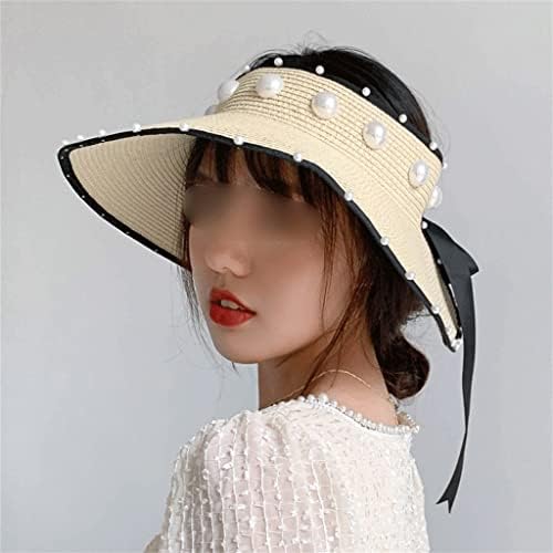 ZSEDP sklopivi prazni cilindri za žene ljetni bijeli imitacijski biser vizir kape podesivi šešir
