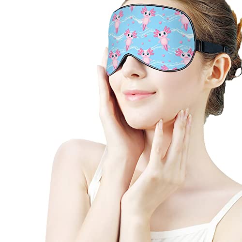 Slatki Axolotl Kawaii Maske za spavanje za spavanje zaklopke za pokrov za oči s podesivom elastičnom kaišem noćnim očima za žene muškarci joga putuju