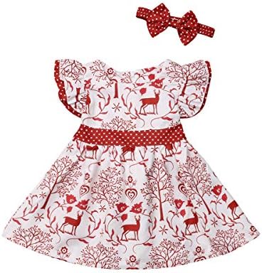 Toddler Baby Girg Božićna haljina Kid ruckele bez rukava crtani uzorak dječje suknje Xmas Outfit set