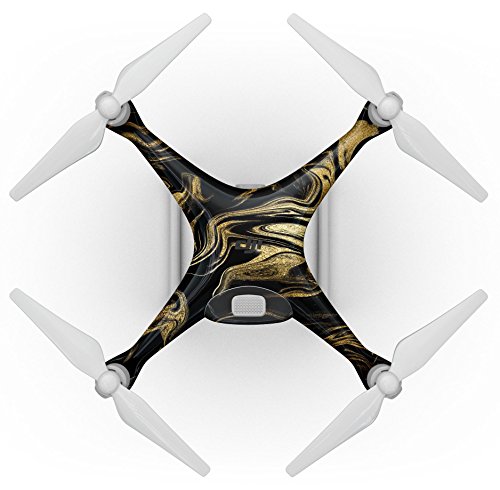 Dizajn Skinz Dizajn Skinz Black & Gold Marble Swirl V7 Full-Body Wrap Decal Komplet kompatibilan sa dronom