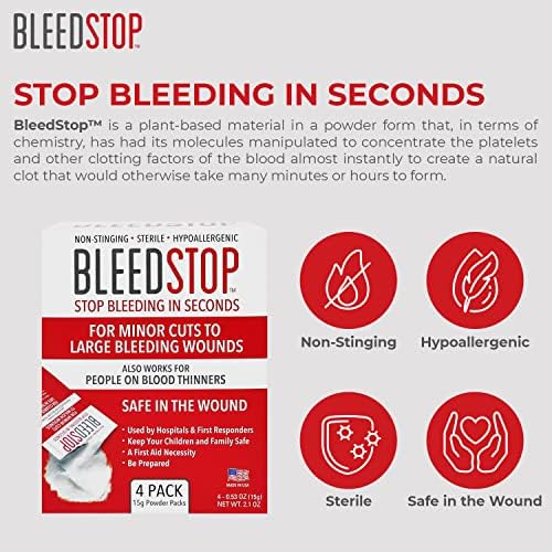 Bleedstop prašak za prvu pomoć za zgrušavanje u krvi, komplet za traume, tanji pacijenti za razrjeđivač krvi, oprema za kampiranje i opremu za preživljavanje umjerenih do jakih krvavih rana ili krvarenja iz nosa 150 grama