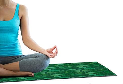 Ambesonne Tropical joga ručnik, ilustracija različitih elemenata iz džungle, ne klizajući znoj za apsorpciju joge pilates workout pad poklopca, 25 x 70, zelena Green Green