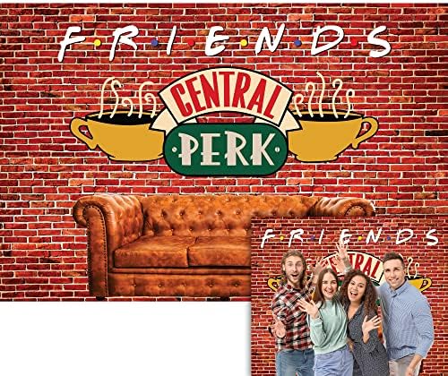 SeekPro 5x3ft Central Perk prijatelji TV Show Tema Party Backdrop crvena cigla zid Retro Pub Sofa i kafa