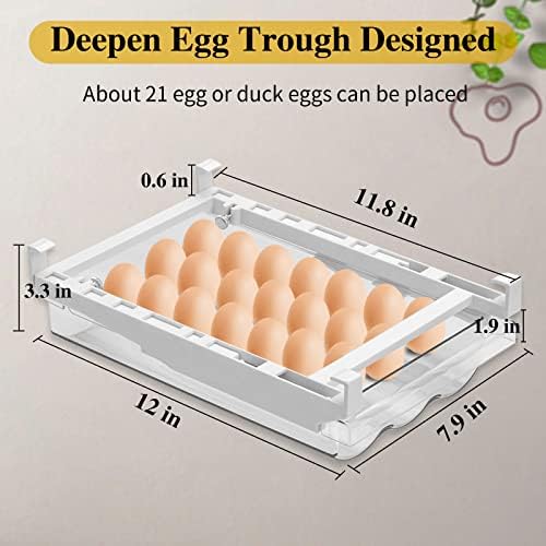 Držač za jaja za frižider sa ručkom, automatska posuda za skladištenje jaja za frižider prozirna