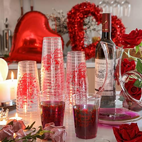 60 kom. Čiste plastične čaše srca Valentinovo šalice plastičnih čaša crvena dnevna zaljubljena plastična čaše i culid kućni ljubimac jasni šalice za dnevno zaljubljene čaše za zabavu za zabavu