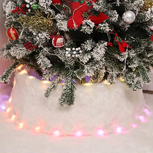 Attgreat Christmas Ogrlica, 17 svjetlosnih modova ovratnik za plišanje, 30 inčni božićni prsten, 40 LED božićne košarice, ogrlice drveća za umjetna stabla, Nova godina, ukrasi za božični drvce