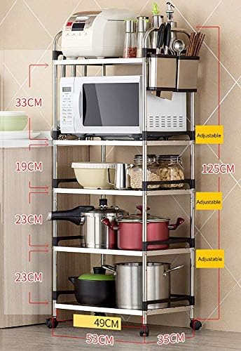 KMMK skladišni nosač pogodan za kuhinju kućna ured dnevni boravak, 5 tier mikrovalna pećnica stalak za pećnicu od nehrđajućeg čelika kuhinjska stalak za skladištenje podne stojeće metalna polica, dužina-60cm