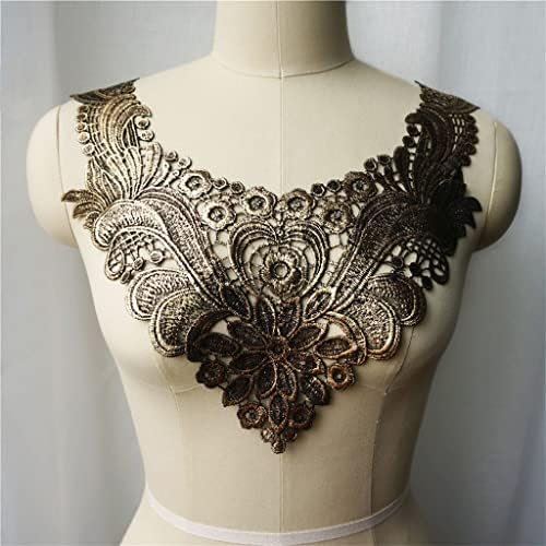 PDGJG bronzani cvjetni ovratnik vezene vjenčane haljine aplikacije čipke tkanine šivaju na zakrpe za haljinu DIY ukras