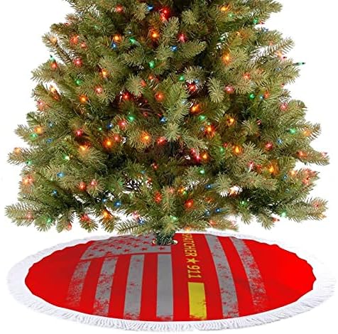911 Dispečer tanka zlatna linija Božićna suknja sa resima Xmas Xmas Holiday Et Decoration Ispis
