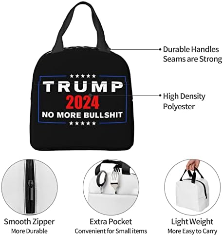 Swpwab Trump 2024 Nema više sranja prenosive prenosne folije za zadelirana izolirana bento torba za muškarce i žene