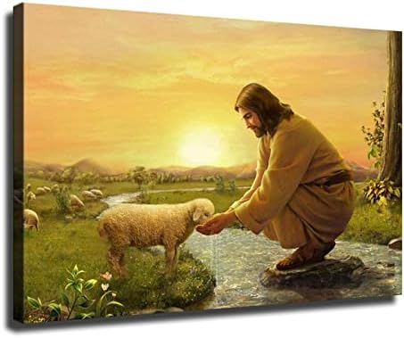 Dobar pastir Isus hrani ovce posteri i grafike zid Art slike za dnevni boravak spavaća soba dekor veliki čovjek pećina i bar dekor