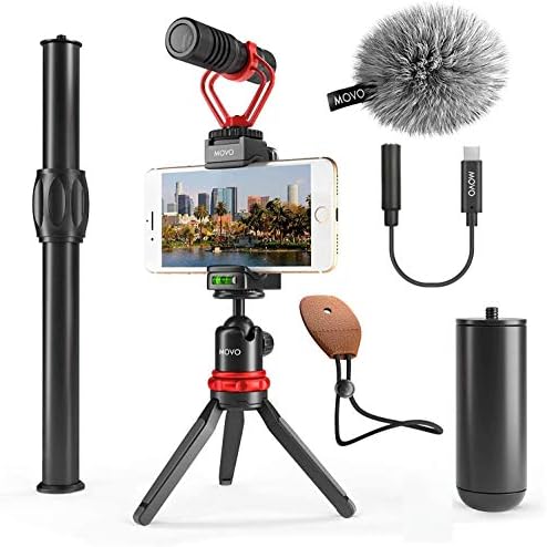 Movo vxr10+ Smartphone video oprema sa USB Type-C dongle, Mini stativ, Telefon držanje, i Video Mic kompatibilan sa Android i iPhone-za YouTube, TIK Tok, snimanje, Vlogging