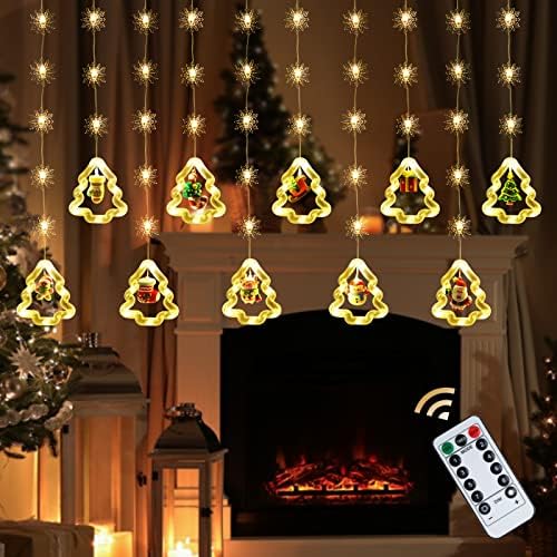 Božićna dekoracija prozora svjetla, 150 LED 10.5 ft Božićna unutrašnja svjetla prozor sa 10kom 3d svjetla za drvo 40kom viseća svjetla za pahuljice božićni poklon za kućni travnjak ukrasi za božićno drvo
