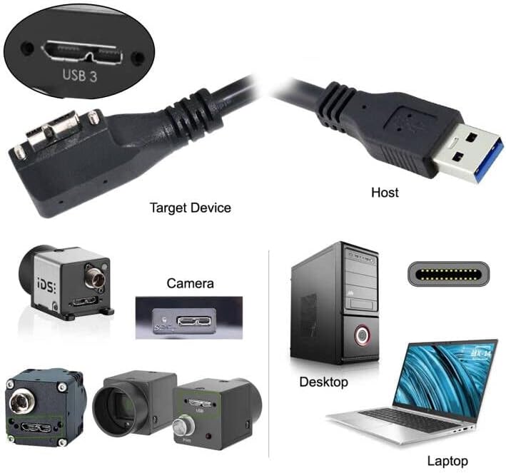 CABLECC dvostruki vijci 90 stupnjeva ugaonog kutanog mikro USB-a na USB3.0 Kabel podataka za industrijsku kameru