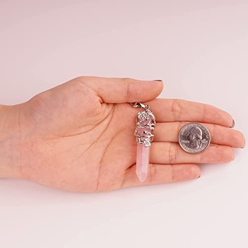 Asgift Izlječenje kristalno kamena ogrlica srebrni cvijet zamotani dragim kamenim zaštitom Privjesak Dainty ogrlica