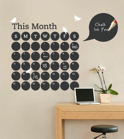 Jednostavni oblici Chalkboard Dnevni kalendarski zidni naljepnica